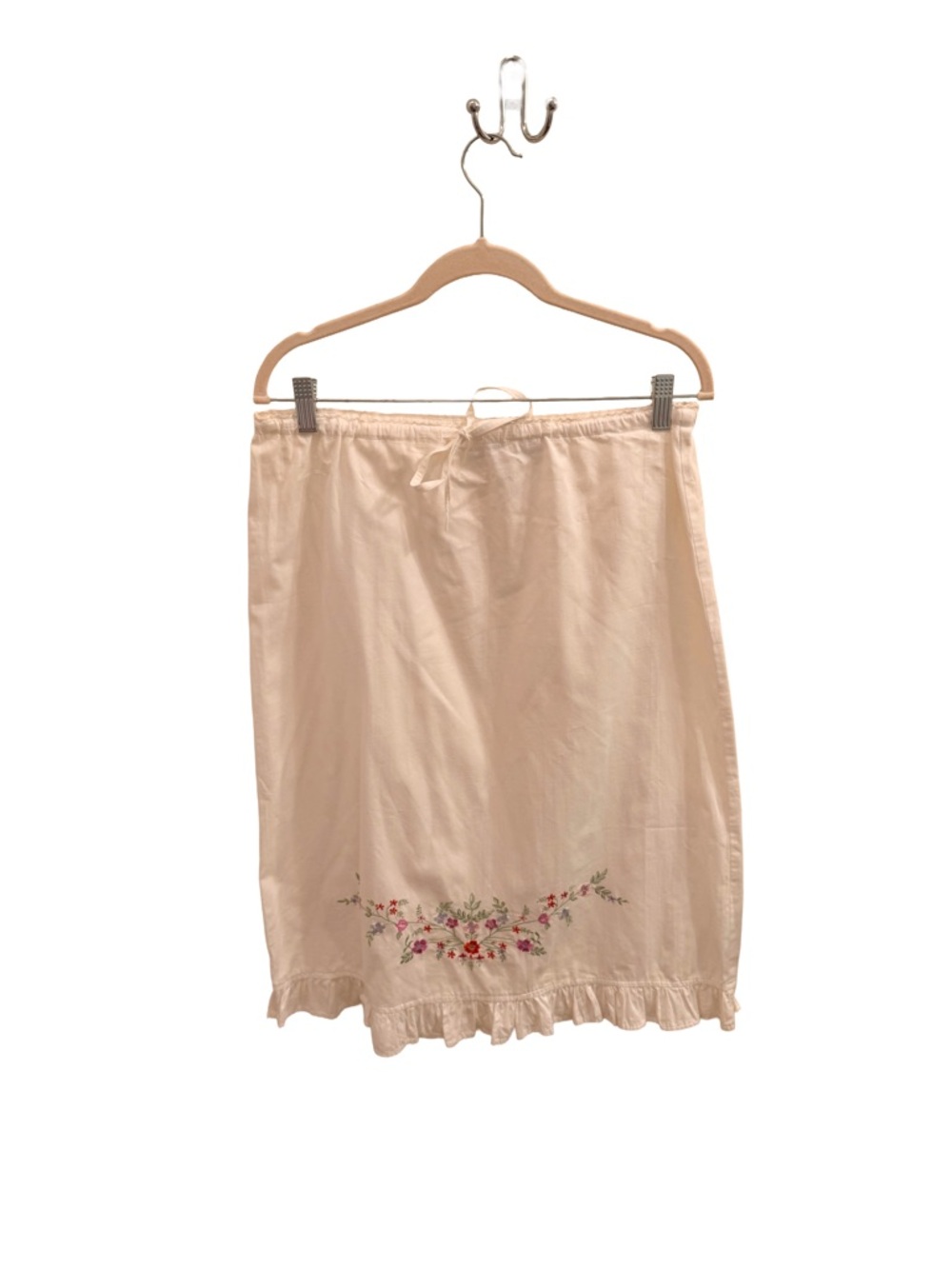Vintage Tramp Cotton Light Cream Embroidered Half Slip Skirt- Made in India
